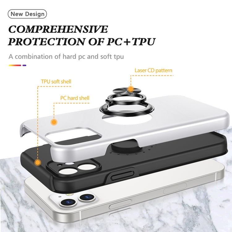 For iPhone 12 Magnetic Ring Kickstand Shockproof Phone Case(Silver) - iPhone 12 / 12 Pro Cases by buy2fix | Online Shopping UK | buy2fix