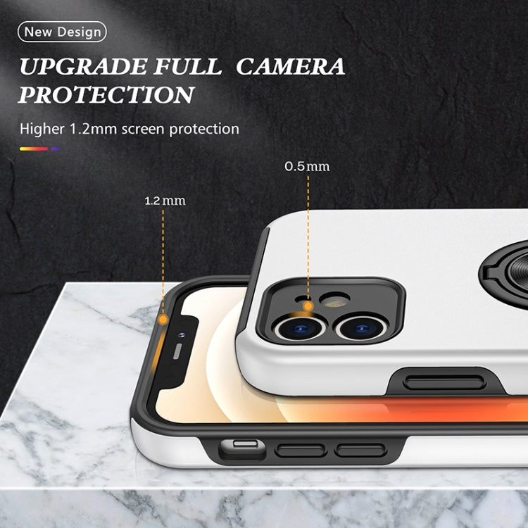 For iPhone 12 Magnetic Ring Kickstand Shockproof Phone Case(Silver) - iPhone 12 / 12 Pro Cases by buy2fix | Online Shopping UK | buy2fix