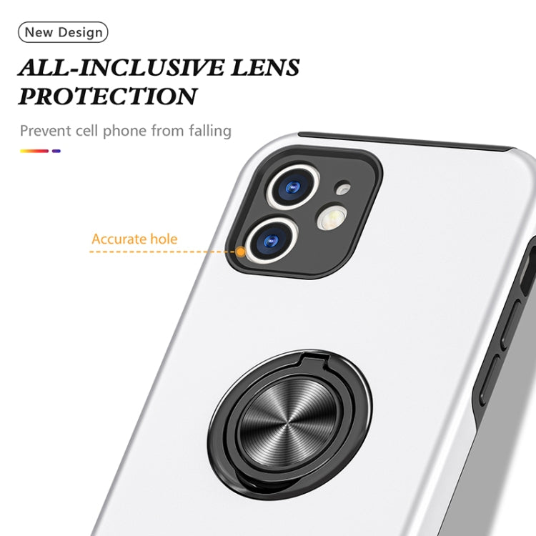 For iPhone 12 Magnetic Ring Kickstand Shockproof Phone Case(Silver) - iPhone 12 / 12 Pro Cases by buy2fix | Online Shopping UK | buy2fix