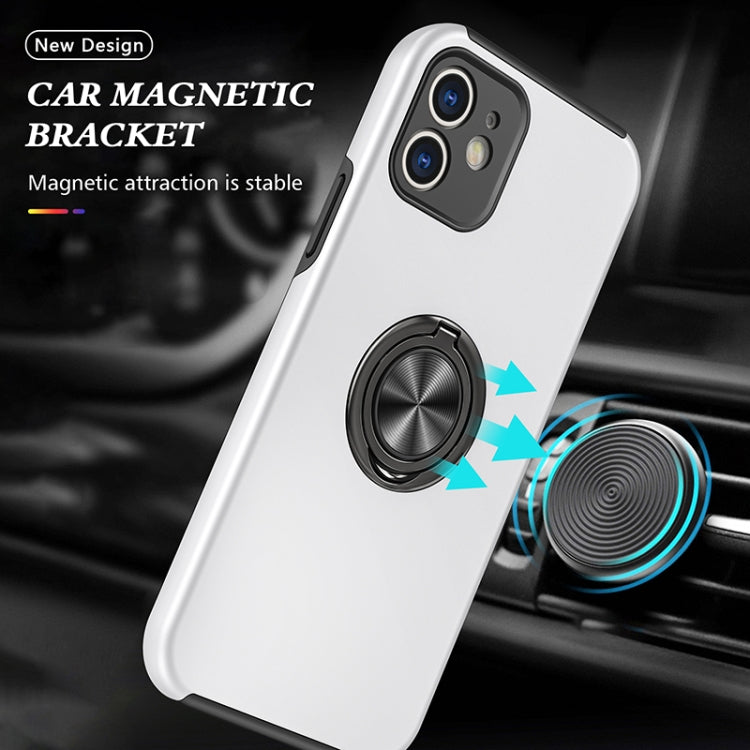 For iPhone 12 Magnetic Ring Kickstand Shockproof Phone Case(Silver) - iPhone 12 / 12 Pro Cases by buy2fix | Online Shopping UK | buy2fix