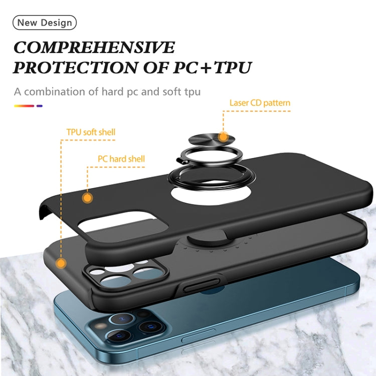 For iPhone 12 Pro Magnetic Ring Kickstand Shockproof Phone Case(Black) - iPhone 12 / 12 Pro Cases by buy2fix | Online Shopping UK | buy2fix