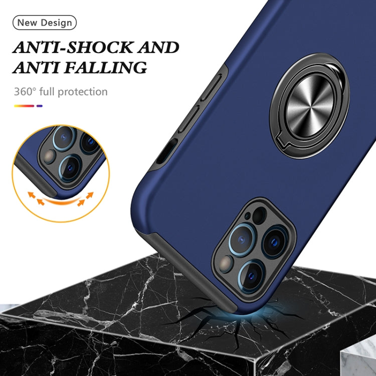 For iPhone 12 Pro Magnetic Ring Kickstand Shockproof Phone Case(Blue) - iPhone 12 / 12 Pro Cases by buy2fix | Online Shopping UK | buy2fix