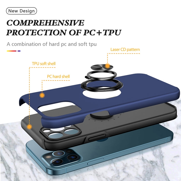 For iPhone 12 Pro Magnetic Ring Kickstand Shockproof Phone Case(Blue) - iPhone 12 / 12 Pro Cases by buy2fix | Online Shopping UK | buy2fix