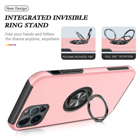 For iPhone 12 Pro Magnetic Ring Kickstand Shockproof Phone Case(Rose Gold) by buy2fix