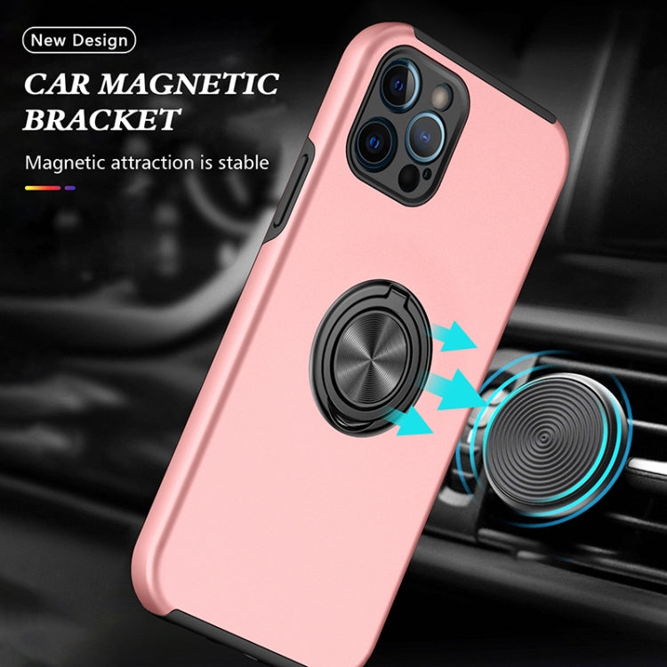 For iPhone 12 Pro Magnetic Ring Kickstand Shockproof Phone Case(Rose Gold) by buy2fix