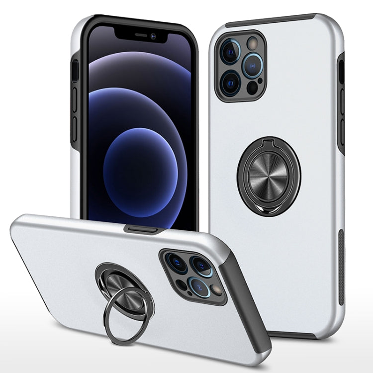 For iPhone 12 Pro Magnetic Ring Kickstand Shockproof Phone Case(Silver) - iPhone 12 / 12 Pro Cases by buy2fix | Online Shopping UK | buy2fix