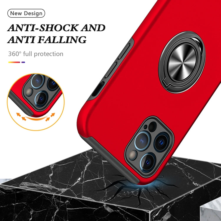For iPhone 12 Pro Max Magnetic Ring Kickstand Shockproof Phone Case(Red) - iPhone 12 Pro Max Cases by buy2fix | Online Shopping UK | buy2fix