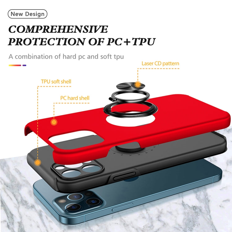 For iPhone 12 Pro Max Magnetic Ring Kickstand Shockproof Phone Case(Red) - iPhone 12 Pro Max Cases by buy2fix | Online Shopping UK | buy2fix