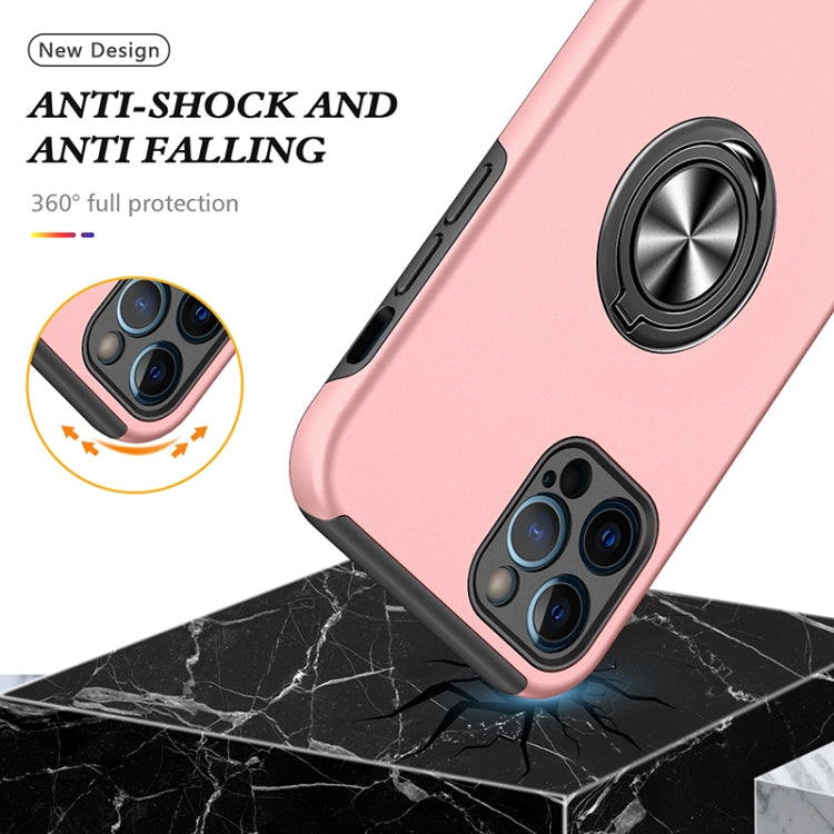For iPhone 12 Pro Max Magnetic Ring Kickstand Shockproof Phone Case(Rose Gold) - iPhone 12 Pro Max Cases by buy2fix | Online Shopping UK | buy2fix