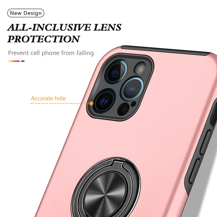For iPhone 12 Pro Max Magnetic Ring Kickstand Shockproof Phone Case(Rose Gold) - iPhone 12 Pro Max Cases by buy2fix | Online Shopping UK | buy2fix