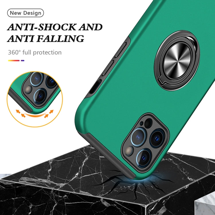 For iPhone 12 Pro Max Magnetic Ring Kickstand Shockproof Phone Case(Dark Green) - iPhone 12 Pro Max Cases by buy2fix | Online Shopping UK | buy2fix