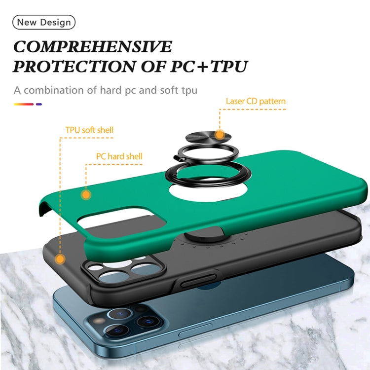 For iPhone 12 Pro Max Magnetic Ring Kickstand Shockproof Phone Case(Dark Green) - iPhone 12 Pro Max Cases by buy2fix | Online Shopping UK | buy2fix