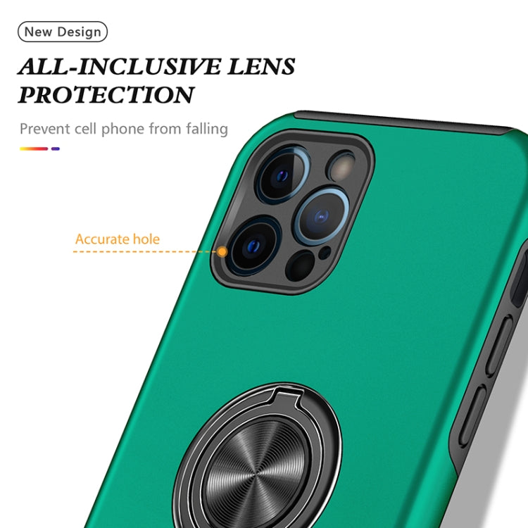 For iPhone 12 Pro Max Magnetic Ring Kickstand Shockproof Phone Case(Dark Green) - iPhone 12 Pro Max Cases by buy2fix | Online Shopping UK | buy2fix