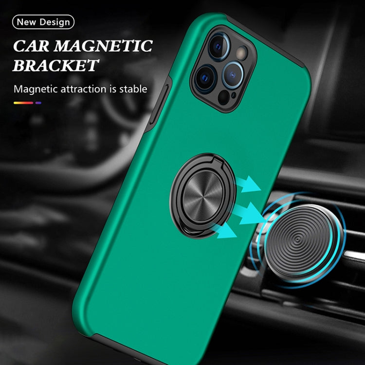 For iPhone 12 Pro Max Magnetic Ring Kickstand Shockproof Phone Case(Dark Green) - iPhone 12 Pro Max Cases by buy2fix | Online Shopping UK | buy2fix