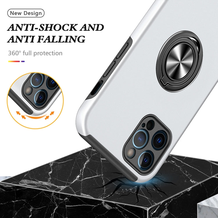 For iPhone 12 Pro Max Magnetic Ring Kickstand Shockproof Phone Case(Silver) - iPhone 12 Pro Max Cases by buy2fix | Online Shopping UK | buy2fix