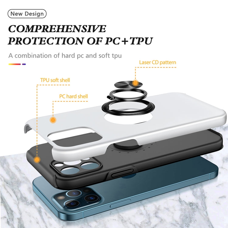 For iPhone 12 Pro Max Magnetic Ring Kickstand Shockproof Phone Case(Silver) - iPhone 12 Pro Max Cases by buy2fix | Online Shopping UK | buy2fix
