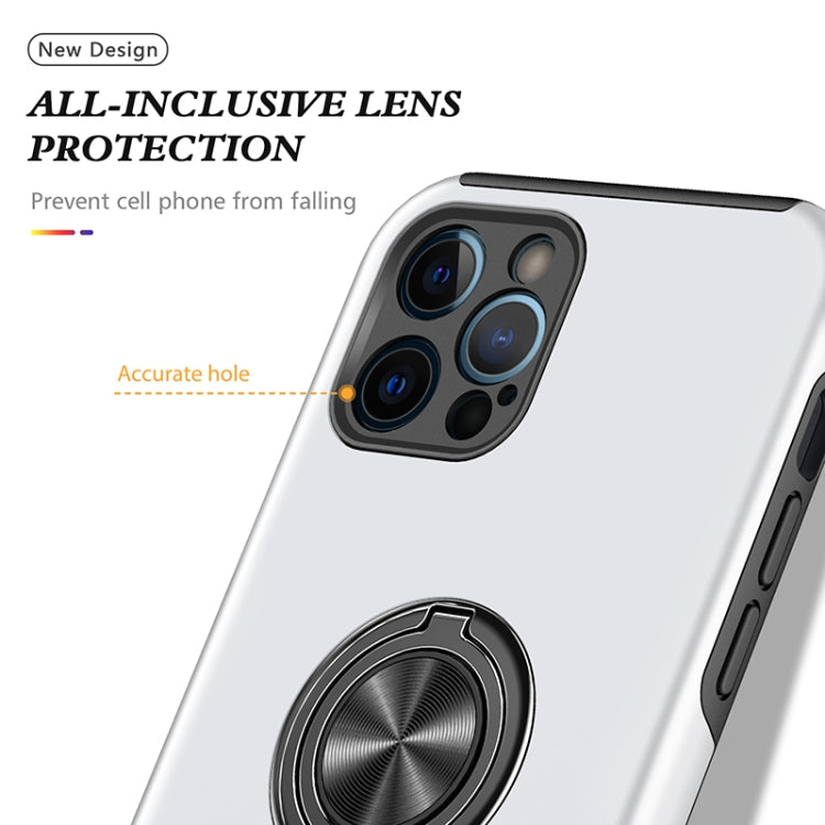 For iPhone 12 Pro Max Magnetic Ring Kickstand Shockproof Phone Case(Silver) - iPhone 12 Pro Max Cases by buy2fix | Online Shopping UK | buy2fix