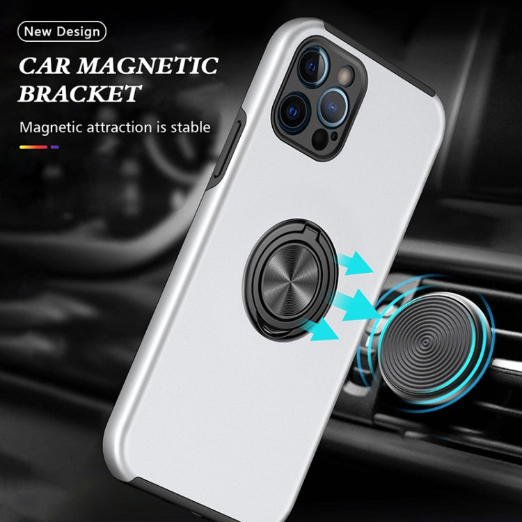 For iPhone 12 Pro Max Magnetic Ring Kickstand Shockproof Phone Case(Silver) - iPhone 12 Pro Max Cases by buy2fix | Online Shopping UK | buy2fix
