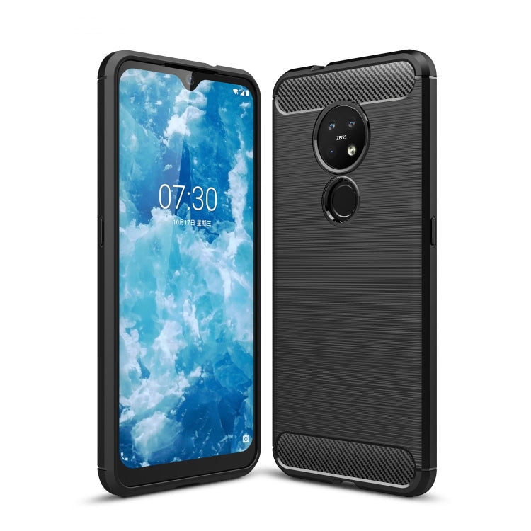 For Nokia 7.2 & 6.2 Brushed Texture Carbon Fiber TPU Protective Case(Black) - Nokia Cases by buy2fix | Online Shopping UK | buy2fix