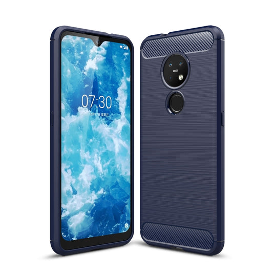For Nokia 7.2 & 6.2 Brushed Texture Carbon Fiber TPU Protective Case(Navy Blue) by buy2fix