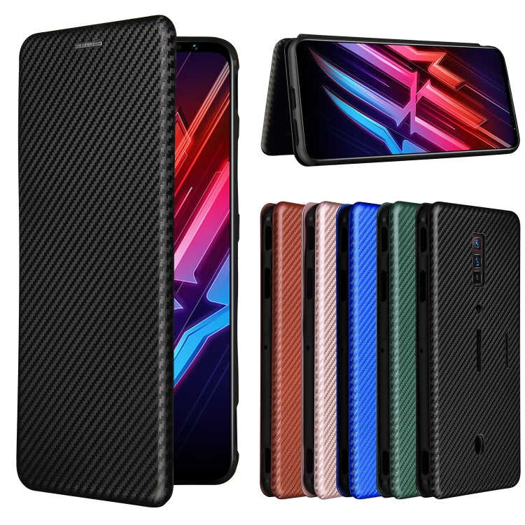 For ZTE nubia Red Magic 6 / 6 Pro Carbon Fiber Texture Horizontal Flip TPU + PC + PU Leather Case with Card Slot(Black) by buy2fix