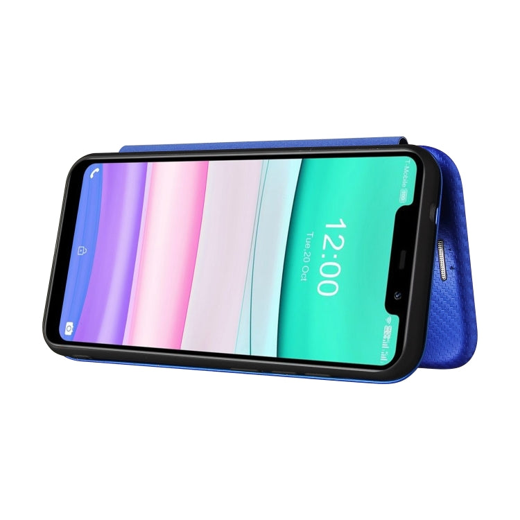 For Oukitel C22 Carbon Fiber Texture Horizontal Flip TPU + PC + PU Leather Case with Card Slot(Blue) - More Brand by buy2fix | Online Shopping UK | buy2fix