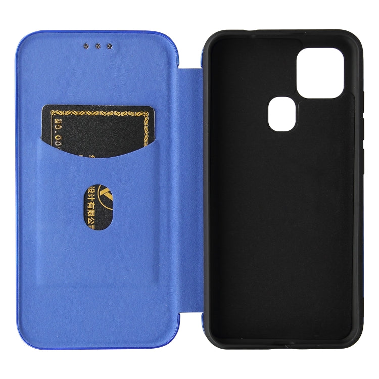 For Oukitel C22 Carbon Fiber Texture Horizontal Flip TPU + PC + PU Leather Case with Card Slot(Blue) - More Brand by buy2fix | Online Shopping UK | buy2fix