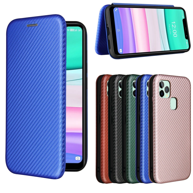 For Oukitel C22 Carbon Fiber Texture Horizontal Flip TPU + PC + PU Leather Case with Card Slot(Blue) - More Brand by buy2fix | Online Shopping UK | buy2fix