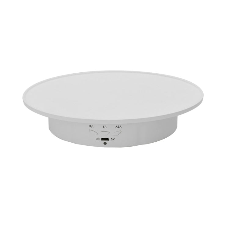 20cm USB Electric Rotating Turntable Display Stand Video Shooting Props Turntable for Photography, Load: 8kg(White Base White Velvet) - by buy2fix | Online Shopping UK | buy2fix