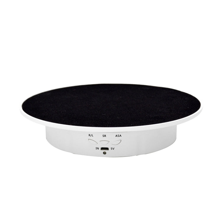 20cm USB Electric Rotating Turntable Display Stand Video Shooting Props Turntable for Photography, Load: 8kg(White Base Black Velvet) - by buy2fix | Online Shopping UK | buy2fix