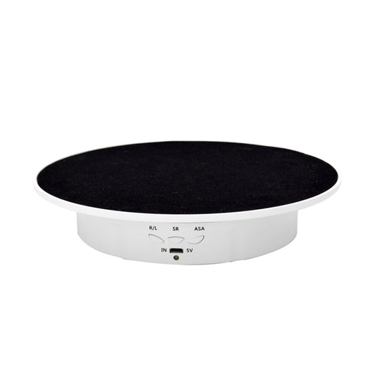 20cm USB Electric Rotating Turntable Display Stand Video Shooting Props Turntable for Photography, Load: 8kg(White Base Black Velvet) by buy2fix