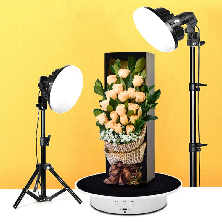 20cm USB Electric Rotating Turntable Display Stand Video Shooting Props Turntable for Photography, Load: 8kg(White Base White Velvet) - by buy2fix | Online Shopping UK | buy2fix