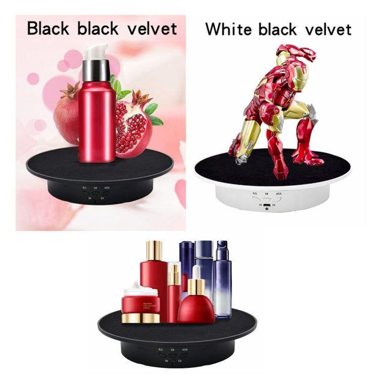 20cm USB Electric Rotating Turntable Display Stand Video Shooting Props Turntable for Photography, Load: 8kg(White Base White Velvet) - by buy2fix | Online Shopping UK | buy2fix
