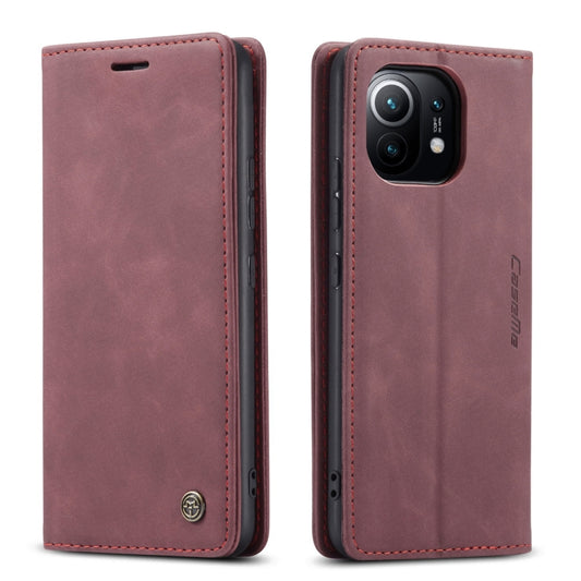 For Xiaomi Mi 11 CaseMe 013 Multifunctional Horizontal Flip Leather Case with Holder & Card Slot & Wallet(Wine Red) by CaseMe