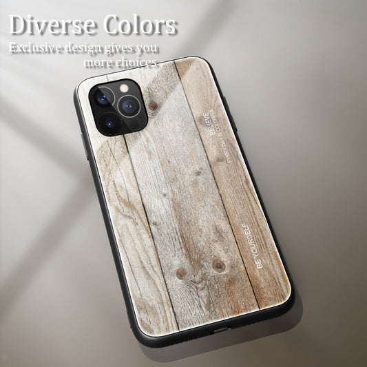 For iPhone 12 mini Wood Grain Tempered Glass + TPU Shockproof Case (M04) by buy2fix