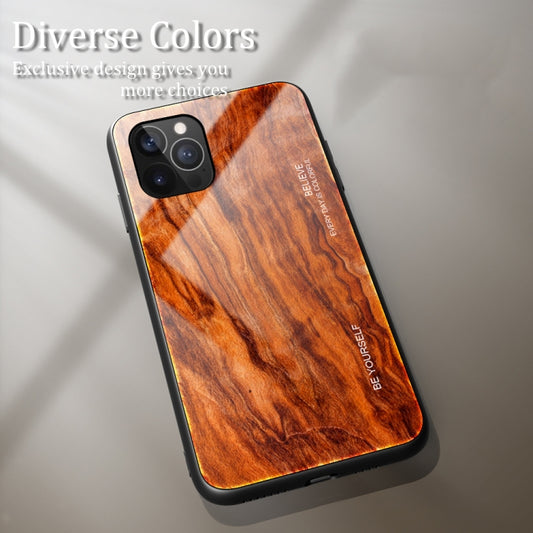 For iPhone 12 mini Wood Grain Tempered Glass + TPU Shockproof Case (M06) by buy2fix