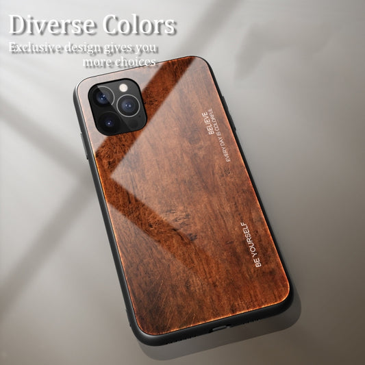 For iPhone 12 / 12 Pro Wood Grain Tempered Glass + TPU Shockproof Case(M02) by buy2fix