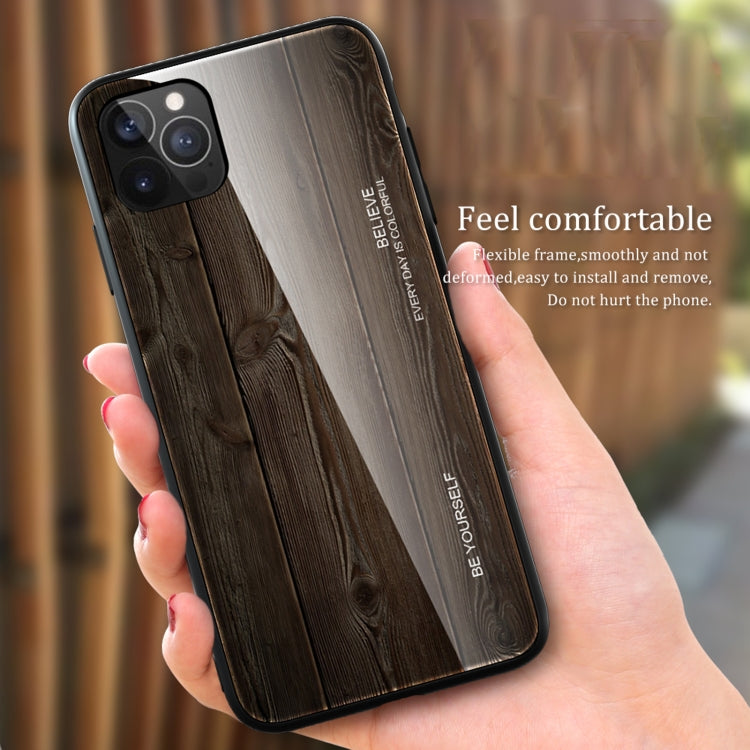 For iPhone 12 / 12 Pro Wood Grain Tempered Glass + TPU Shockproof Case(M03) - iPhone 12 / 12 Pro Cases by buy2fix | Online Shopping UK | buy2fix