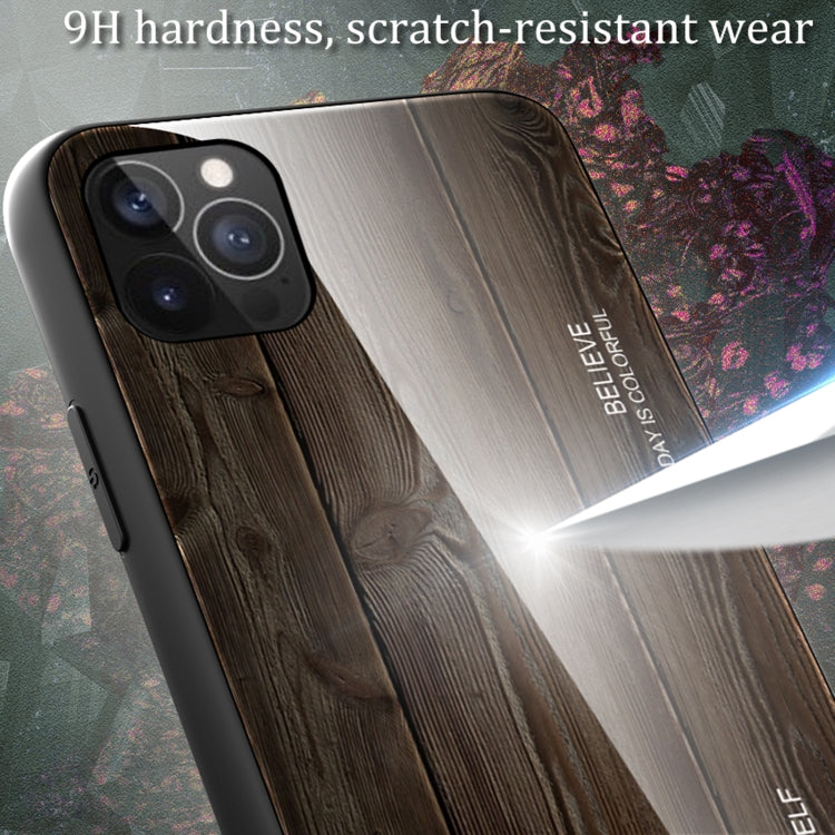 For iPhone 12 / 12 Pro Wood Grain Tempered Glass + TPU Shockproof Case(M03) - iPhone 12 / 12 Pro Cases by buy2fix | Online Shopping UK | buy2fix