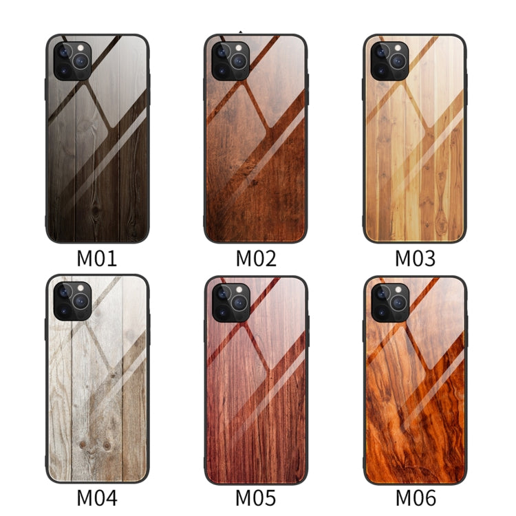 For iPhone 12 / 12 Pro Wood Grain Tempered Glass + TPU Shockproof Case(M03) - iPhone 12 / 12 Pro Cases by buy2fix | Online Shopping UK | buy2fix