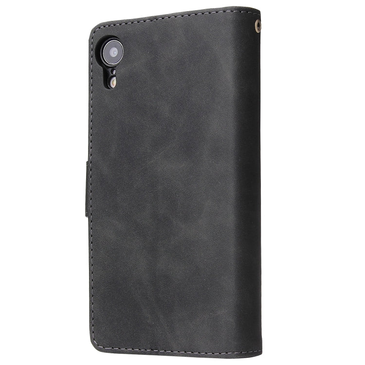 For iPhone XR Multifunctional Retro Frosted Horizontal Flip Leather Case with Card Slot & Holder & Zipper Wallet & Photo Frame & Lanyard(Black) - More iPhone Cases by buy2fix | Online Shopping UK | buy2fix