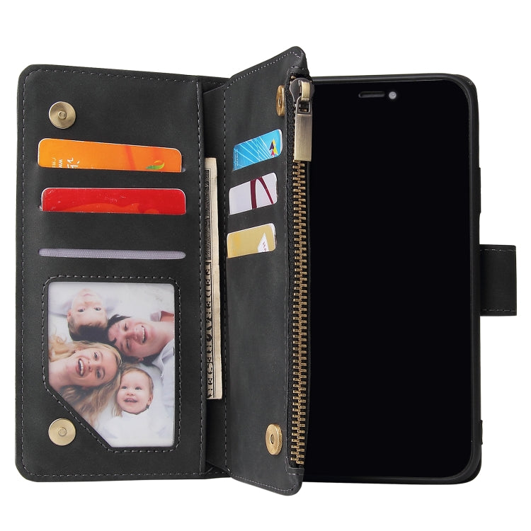 For iPhone XR Multifunctional Retro Frosted Horizontal Flip Leather Case with Card Slot & Holder & Zipper Wallet & Photo Frame & Lanyard(Black) - More iPhone Cases by buy2fix | Online Shopping UK | buy2fix