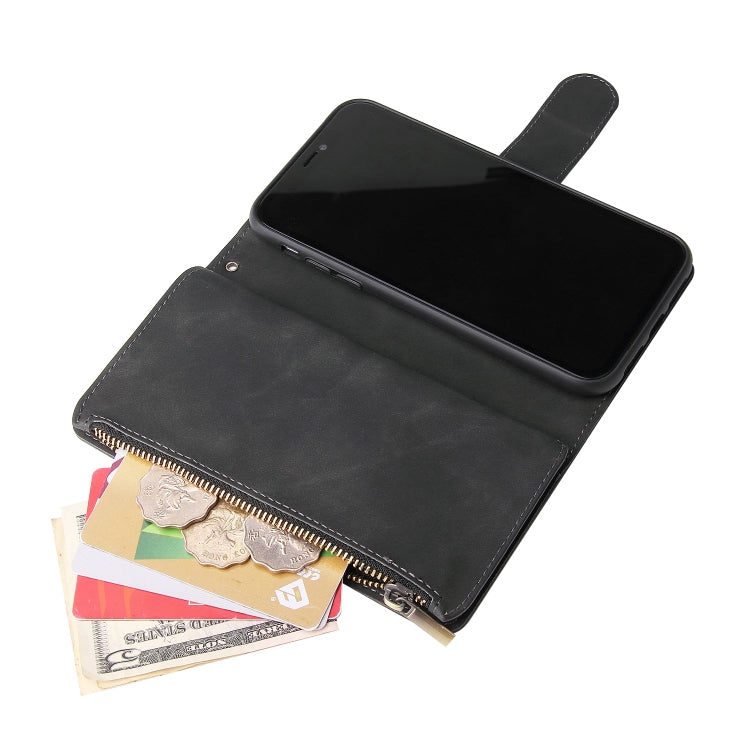 For iPhone XR Multifunctional Retro Frosted Horizontal Flip Leather Case with Card Slot & Holder & Zipper Wallet & Photo Frame & Lanyard(Black) - More iPhone Cases by buy2fix | Online Shopping UK | buy2fix
