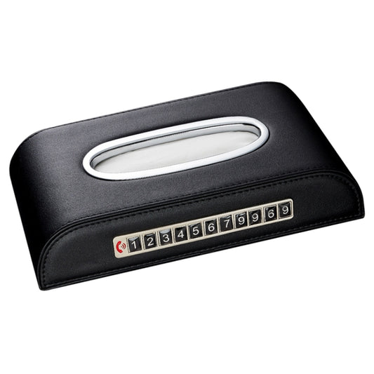 Universal Car Tissue Box with Temporary Parking Phone Number Card(Black) by buy2fix