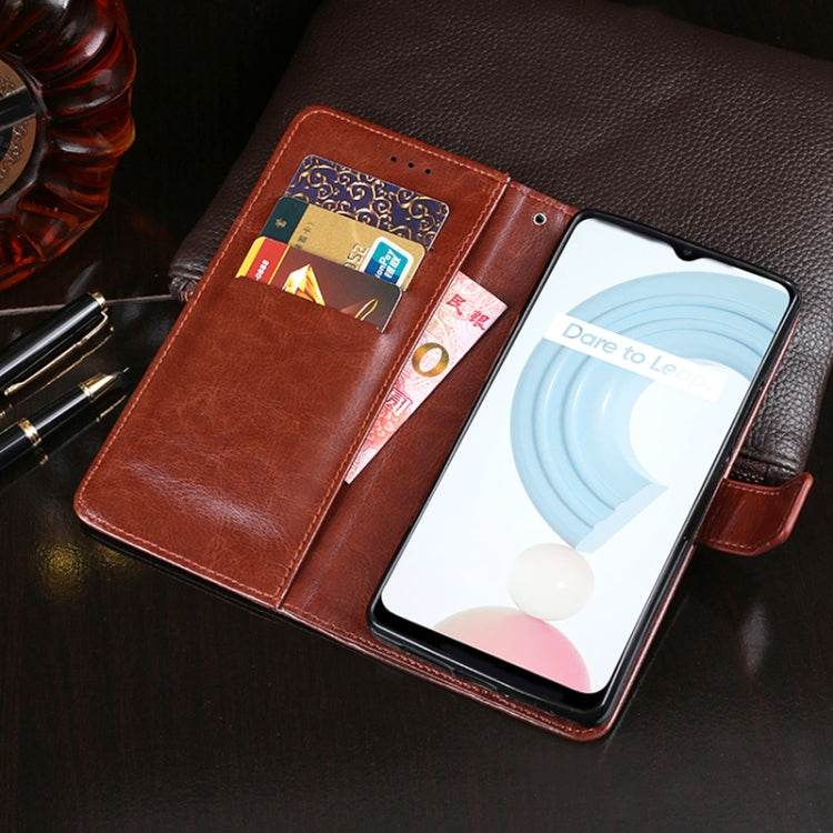 For OPPO Realme C21 idewei Crazy Horse Texture Horizontal Flip Leather Case with Holder & Card Slots & Wallet(Yellow) by idewei