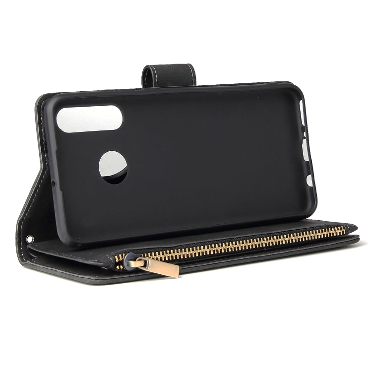 For Huawei P30 Lite Multifunctional Retro Frosted Horizontal Flip Leather Case with Card Slot & Holder & Zipper Wallet & Photo Frame & Lanyard(Black) - Huawei Cases by buy2fix | Online Shopping UK | buy2fix