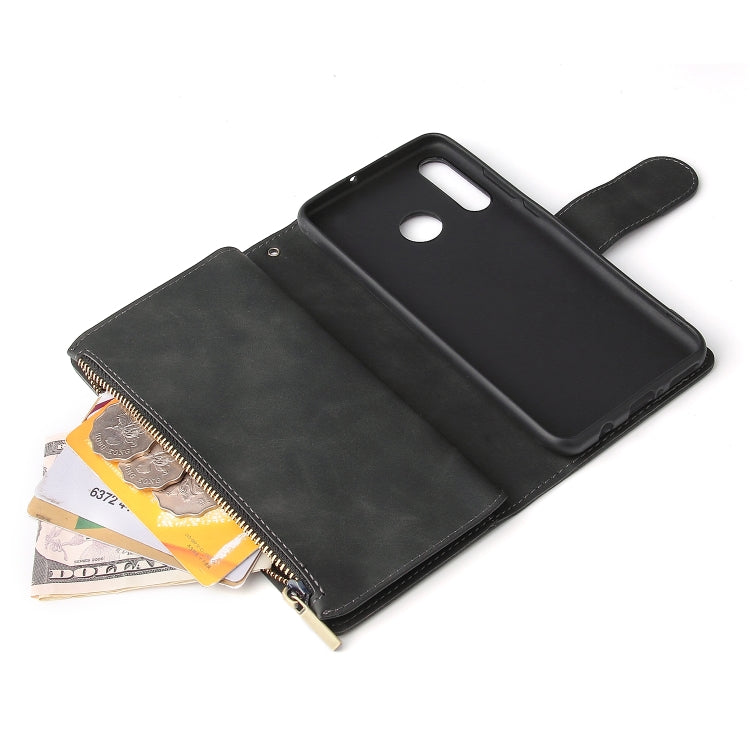 For Huawei P30 Lite Multifunctional Retro Frosted Horizontal Flip Leather Case with Card Slot & Holder & Zipper Wallet & Photo Frame & Lanyard(Black) - Huawei Cases by buy2fix | Online Shopping UK | buy2fix