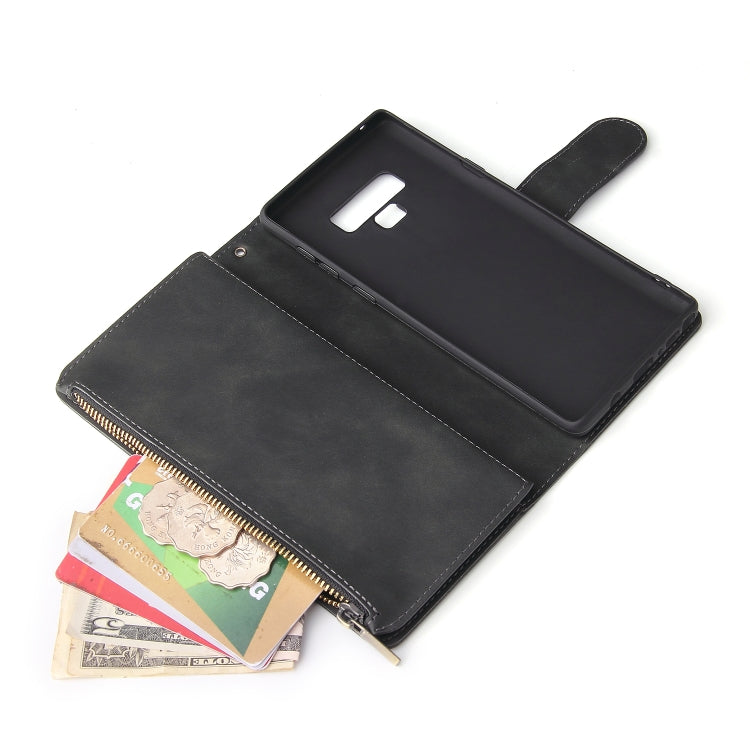 For Galaxy Note 9 Multifunctional Retro Frosted Horizontal Flip Leather Case with Card Slot & Holder & Zipper Wallet & Photo Frame & Lanyard(Black) by buy2fix