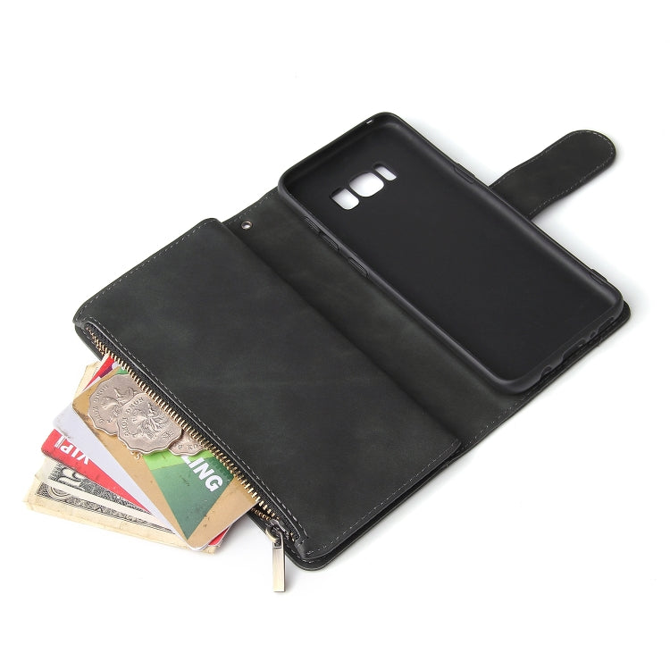 For Galaxy S8 Multifunctional Retro Frosted Horizontal Flip Leather Case with Card Slot & Holder & Zipper Wallet & Photo Frame & Lanyard(Black) by buy2fix