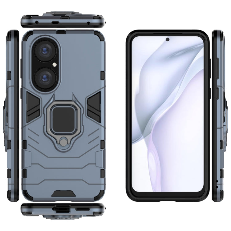For Huawei P50 PC + TPU Shockproof Protective Case with Magnetic Ring Holder(Navy Blue) - Huawei Cases by buy2fix | Online Shopping UK | buy2fix